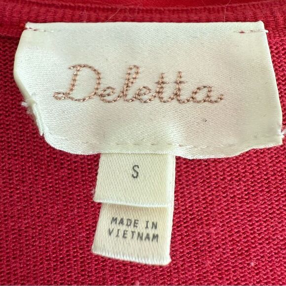 Anthropologie Deletta Red V-Neck Long Sleeve Tunic Top - Size S - Picture 2 of 5